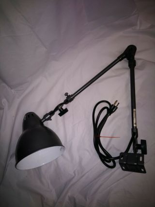 Vintage Fostoria Articulating Industrial Machinist Grey Lamp Light 66 - Vcx - 701b