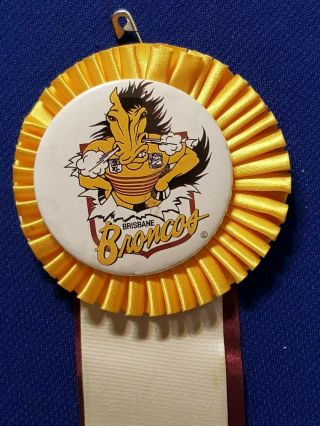 Nrl Brisbane Broncos Rugby League Football Club Vintage Official Tin Pin Badge