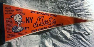 Vintage 1969 York Mets World Series Champions Souvenir Pennant
