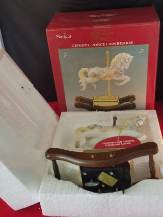 Vintage Westminster Figurine Musical Carousel Horse Rocking Music Box 9 " H 757152