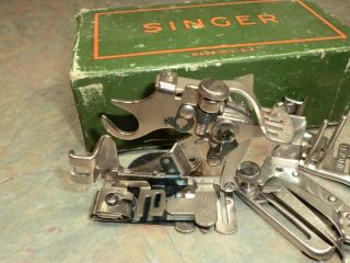 Vintage 1940 ' s Singer Sewing Machine Attachments Parts Box Miscellaneous 2