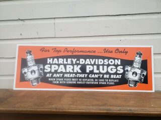 Harley - Davidson Spark Plugs Sign Motorcycle Rat Fink Easy Rider Can Service Nos