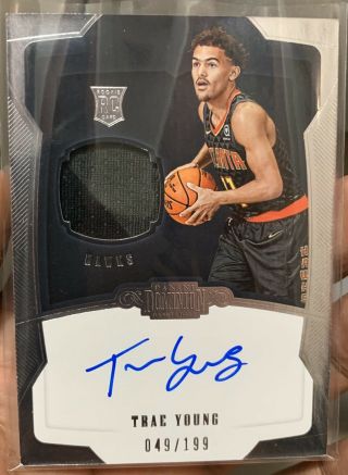 2018 - 19 Panini Dominion /199 Trae Young Jersey/patch Auto Rc Rookie