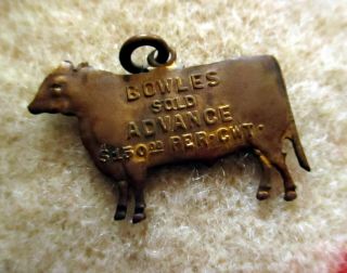 Vtg Bowles Commission Cow Pendant Livestock Necklace Charm Chicago Omaha St Paul
