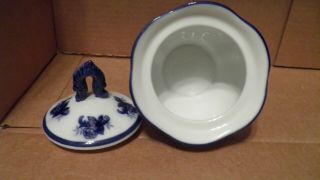 Vintage Cracker Barrel Blue & White Porcelain Sugar Dish and Creamer,  like 3