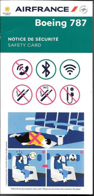 1 X Air France B787 Safety Card 11/2016