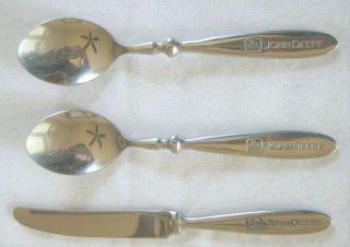 Vintage " Gibson " John Deere Stainless Steel Flatware - 2 Large Spoons,  1 Knife