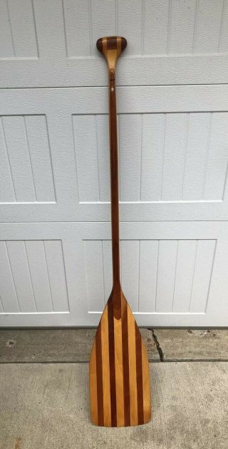 Vtg Sawyer 48” Laminated Bent Shaft Wood & Fiberglass Canoe Paddle Oar Made Usa