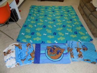 Vintage Scooby Doo Twin Size Comforter 1 Pillow Case Flat & Fitted Bed Sheets