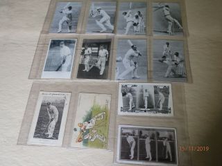 12 Cricketer Post Cards.  Cricket.  Vintage.  B&w.  C.  1900 - 1980 