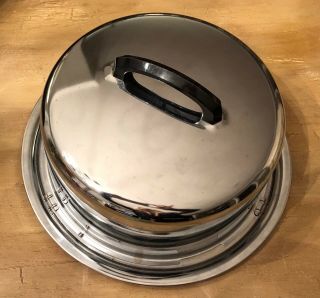 Vintage Stainless Steel Cake Pan Pie Carrier By Everedy Co.  W/ Locking Lid U.  S.  A