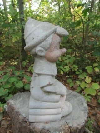 Vtg 11 1/2 " Tall Cement Pinocchio Garden Art Statue Weathered Painted Concrete