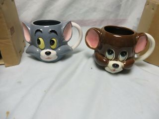 2 Vintage Gorham Figurine Mugs,  Tom & Jerry Mouse,  Cat Ceramic,  1981,  Cartoon