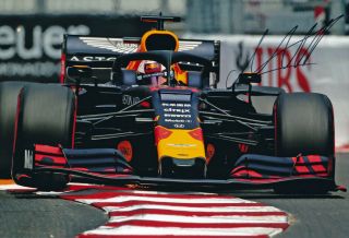 Max Verstappen Signed 8x12 Inches 2019 Red Bull F1 Monaco Gp Photo