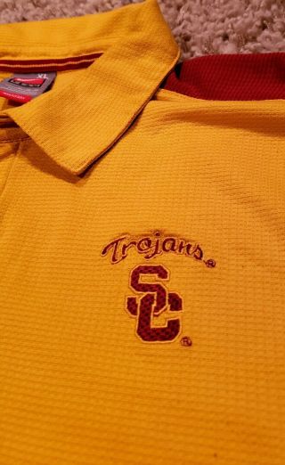 Nike Golf Usc Trojans Polo Shirt Adult Extra Large Yellow Dri Fit Football