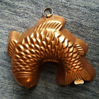 Vtg Copper Fish Mold By Rein Kupfer (germany) 9 X 8 X 2 " W/ring For Hanging