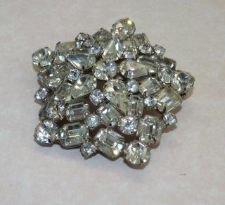 Vintage Signed Weiss Rhinestone Brooch Pin 2 1/2 Inches