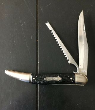 Vintage Colonial Prov.  Usa Fish - Knife 2 Blade Folding Knife,  Scaler Blade