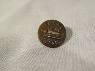 Vtg Railroad Railway Work Clothes? Copper Button Ideal M.  E.  S.  & Co.  W/locomotive