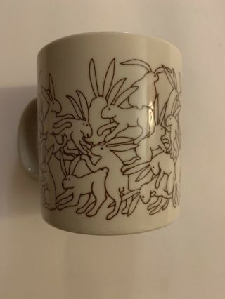 Vintage 1979 Taylor & Ng Naughty Bunny Rabbit Orgy Coffee Mug Made In Japan