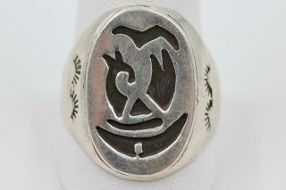 Vintage Hopi Heavy Native American Sterling Silver Size 11.  25 Mens Ring