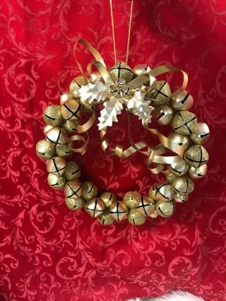 Gold 12” Bell Wreath - Jingle All The Way To Vintage Charm