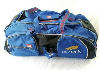 Vintage Wilson Tennis Us Open Large Duffel Bag Blue Tote Rackets Equipment