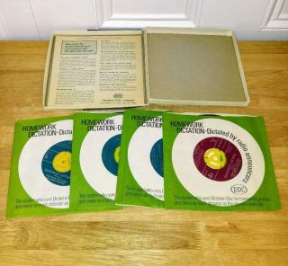Dictation Disc Ddc Shorthand Speed Building 45rpm 4 Records From Set 41 Vtg