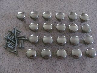 21 - Vintage Cabinet Knobs 11/4 " Dia.  Chrome,  Solid,  Amerock,  Gc,  With Screws