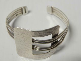 VINTAGE MEXICAN HAND HAMMERED STERLING SILVER CUFF BRACELET BUCKLE STYLE DSGN 2