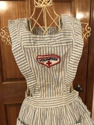 Vintage Early 1970 American Red Cross Blue And White Candy Striper Uniform