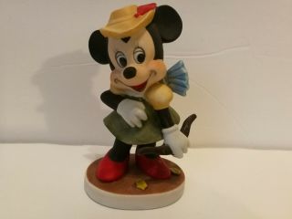Vintage Disney Minnie Mouse As Archer Ceramic Bisque Figurine Made In Taiwan 4 "