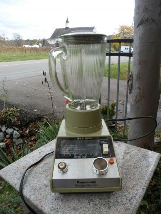 Vintage Panasonic Green Household Blender - Solid State Glass Jar Model Mx - 360c