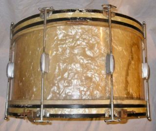 Cream Colored White Vintage Unmarked Mother Of Pearl Marching Bass Drum O