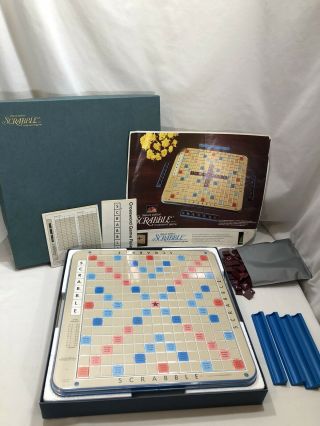 Vintage 1977 Scrabble Deluxe Turntable Rotating Board Game 100 Complete Euc