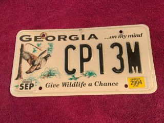 Georgia License Plate Vehicle Tag Ga Give Wildlife Chance Quail Sep 2004 Cp13m