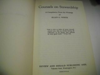 Vintage 1940 Seventh - day Adventist Book Counsels on Stewardship by Ellen G White 2