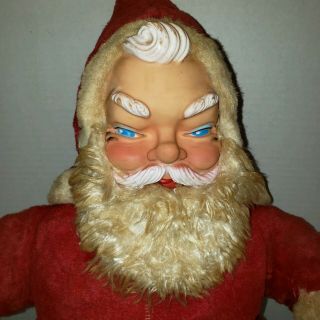 Vintage Rushton Santa Claus Christmas Plush Rubber Face Hands Doll 24 " Belt Cape