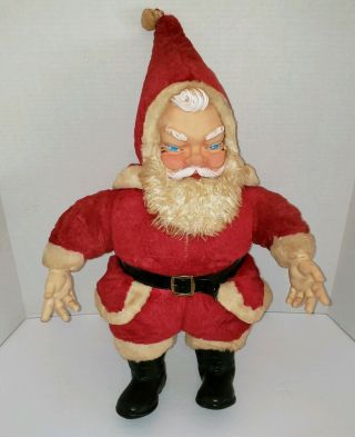 Vintage Rushton Santa Claus Christmas Plush Rubber Face Hands Doll 24 