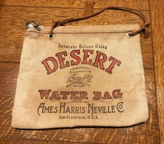 Vintage Canvas Desert Brand Water Bag Ames Harris Neville Co San Francisco,  Usa