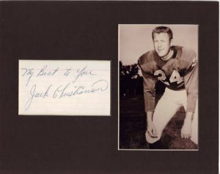Jack Christiansen Signed Matted With Photo 8x10 Frame Size R1/19