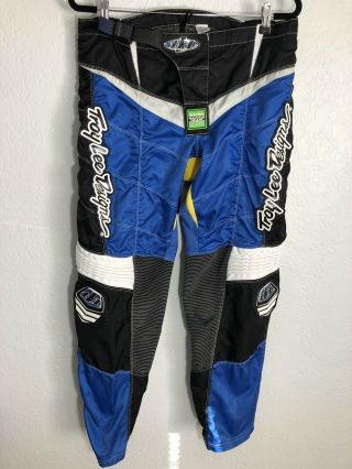 Troy Lee Designs Motocross Mx Racing Team Moto Pants Size 34 Vintage Blue Black