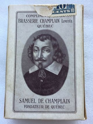 Vintage Champlain Brewery Beer Ale Playing Card Quebec City Canada Samuel Sign