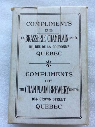 VINTAGE CHAMPLAIN BREWERY BEER ALE PLAYING CARD QUEBEC CITY CANADA SAMUEL SIGN 2