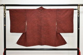 Vintage Silk Kimono Jacket:classic Black/dark Red Diagonal@yx35