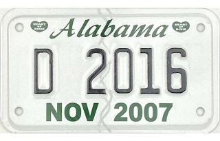 99 Cent Nos 2007 Alabama Motorcycle Dealer License Plate D2016 Nr