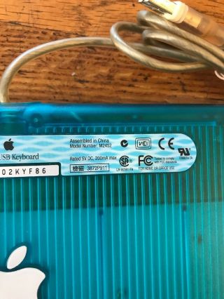 Vintage Apple M2452 iMac/G3 Teal Bondi Blue Aqua USB Keyboard 1998 2