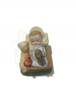 Vintage Creative Art Flowers Porcelain Nativity Baby Jesus Replacement Figurine