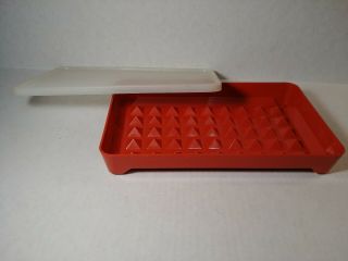 Tupperware Red Covered Hot Dog Deli Meat Bacon Keeper Vintage