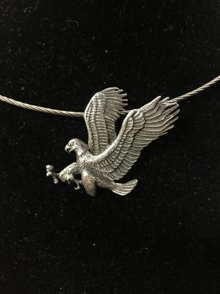 Vintage Sterling Silver Eagle Pendant Necklace 16 Grams